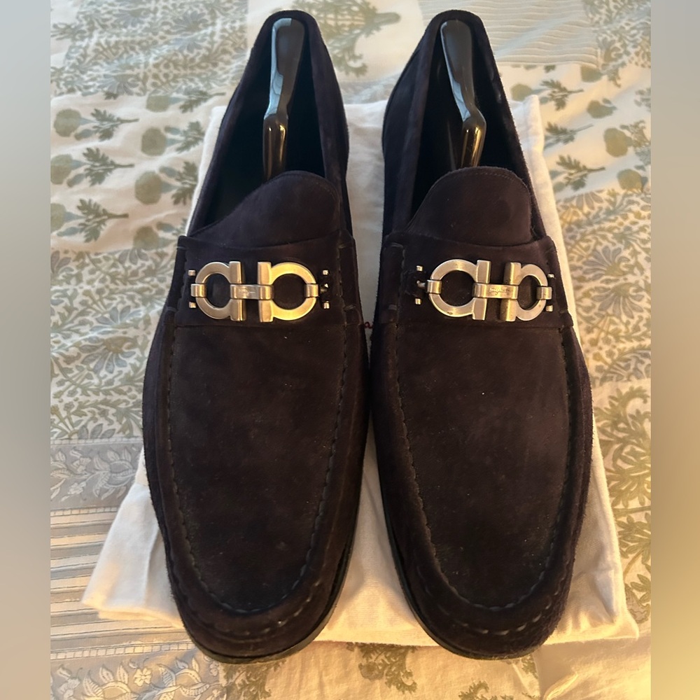 Ferragamo Suede Bit Loafers
